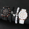 Couple Watch Set Alloy Case Silicone Strap Magnetic Heart Casual Style Round Dial
