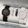 Couple Watch Set Alloy Case Silicone Strap Magnetic Heart Casual Style Round Dial