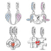 Couple Wings Heart Puzzle Charm Pendant Beads Diy Jewelry Bracelet Accessories Copper Silver Plated Dripping Oil Style