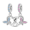 Couple Wings Heart Puzzle Charm Pendant Beads Diy Jewelry Bracelet Accessories Copper Silver Plated Dripping Oil Style