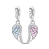 Couple Wings Heart Puzzle Charm Pendant Beads Diy Jewelry Bracelet Accessories Copper Silver Plated Dripping Oil Style