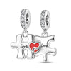 Couple Wings Heart Puzzle Charm Pendant Beads Diy Jewelry Bracelet Accessories Copper Silver Plated Dripping Oil Style