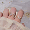 Couples Alloy Butterfly Opening Ring With Geometric Pattern And Electroplating Treatment