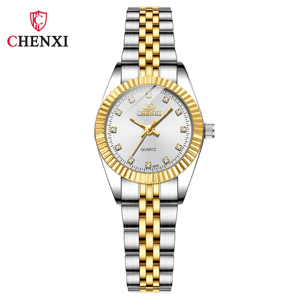 Couple's Business Style Quartz Watch With Rhinestones Alloy Case Stainless Steel Band And Round Dial