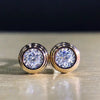 Couple's Copper Electroplated Geometric Pattern Inlaid Zircon Earrings
