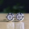 Couple's Copper Electroplated Geometric Pattern Inlaid Zircon Earrings