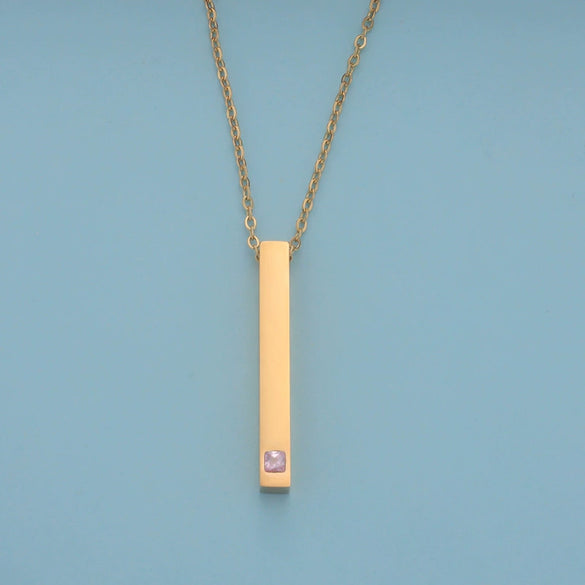 Couples Cuboid Stainless Steel Necklace With Geometric Pattern And Electroplating Treatment