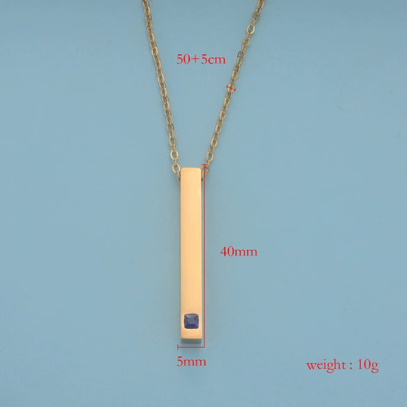 Couples Cuboid Stainless Steel Necklace With Geometric Pattern And Electroplating Treatment