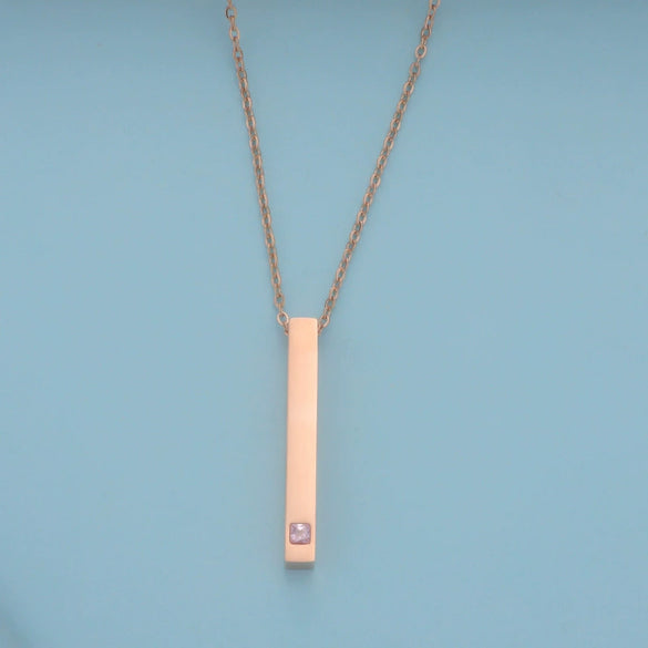 Couples Cuboid Stainless Steel Necklace With Geometric Pattern And Electroplating Treatment