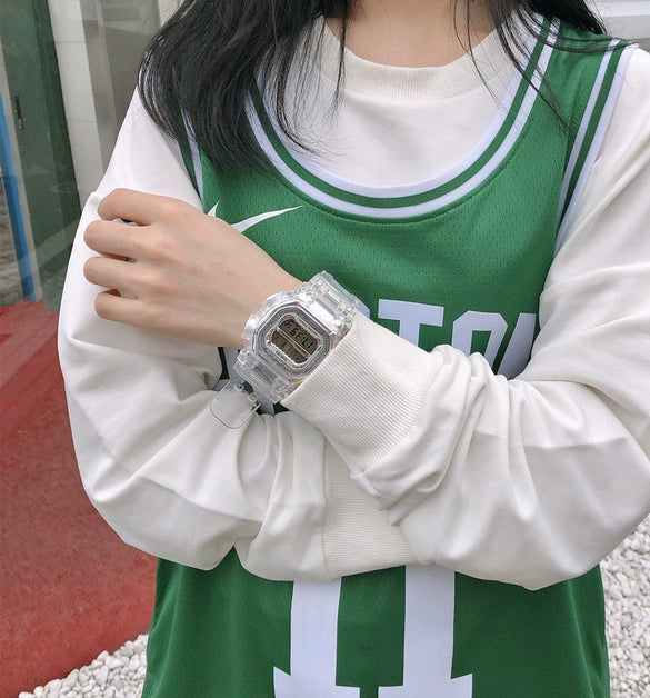 Couple's Electronic Watch Plastic Case Silicone Strap Square Dial Simple Fashionable