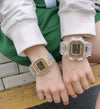 Couple's Electronic Watch Plastic Case Silicone Strap Square Dial Simple Fashionable