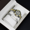 Couple's Fashion Alloy And Stainless Steel Round Dial Wristwatch Set With Gift Box