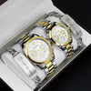 Couple's Fashion Alloy And Stainless Steel Round Dial Wristwatch Set With Gift Box