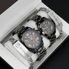 Couple's Fashion Alloy And Stainless Steel Round Dial Wristwatch Set With Gift Box