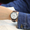 Couple's Genuine Leather And Alloy Watch Round Dial Pin Buckle Style
