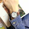 Couple's Genuine Leather And Alloy Watch Round Dial Pin Buckle Style