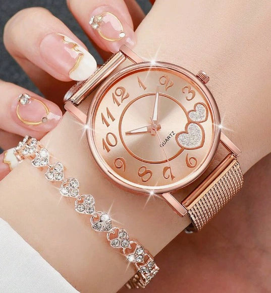 Couple's Leisure Style Alloy Watch With Round Dial