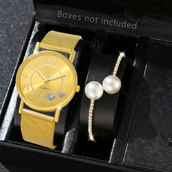 Couple's Leisure Style Alloy Watch With Round Dial