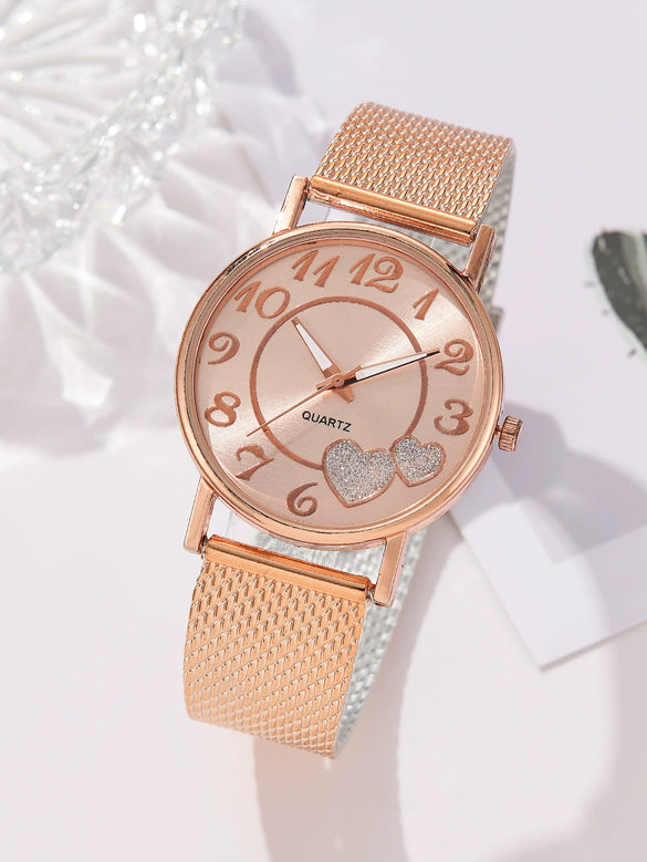 Couple's Leisure Style Alloy Watch With Round Dial