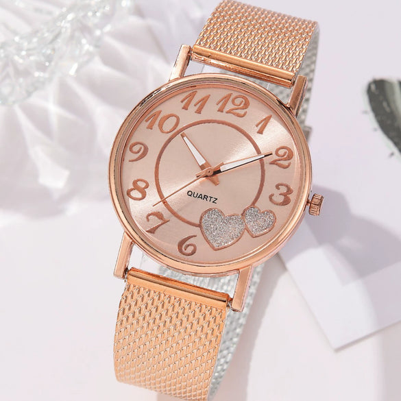 Couple's Leisure Style Alloy Watch With Round Dial