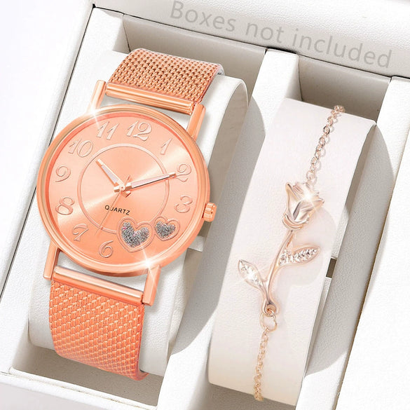 Couple's Leisure Style Alloy Watch With Round Dial