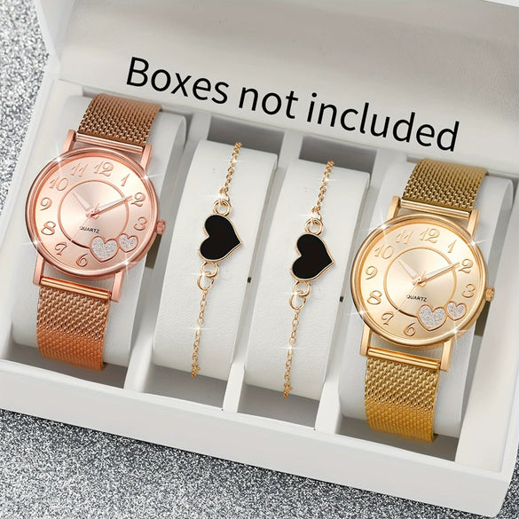 Couple's Leisure Style Alloy Watch With Round Dial