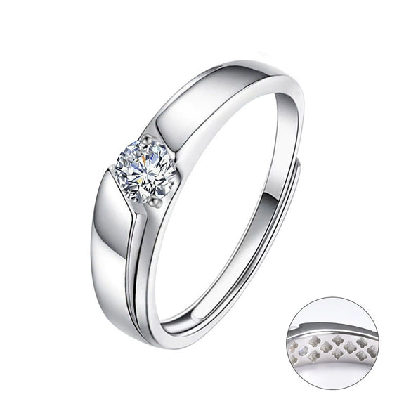Couple's Moissanite Ring S925 Sterling Silver Geometric Niche Style Polish