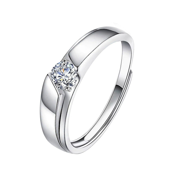 Couple's Moissanite Ring S925 Sterling Silver Geometric Niche Style Polish