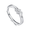 Couple's Pair S925 Sterling Silver Twin Knot Opening Ring Geometric Diamond Fashion Jewelry