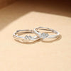 Couple's Pair S925 Sterling Silver Twin Knot Opening Ring Geometric Diamond Fashion Jewelry