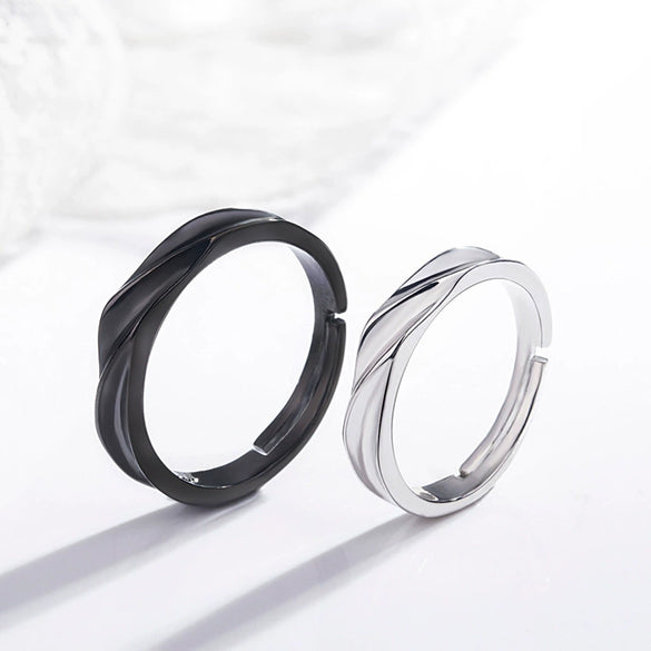 Couple's Ring S925 Sterling Silver Geometric Style Electroplated Jewelry