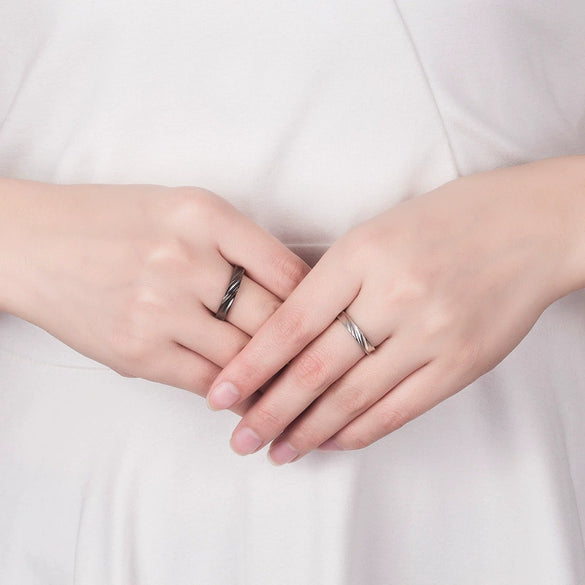 Couple's Ring S925 Sterling Silver Geometric Style Electroplated Jewelry