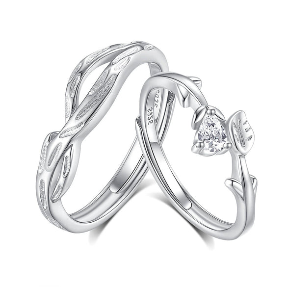 Couple's Ring 925 Silver Niche Design Mori Style Electroplated Opening Ring Jewelry