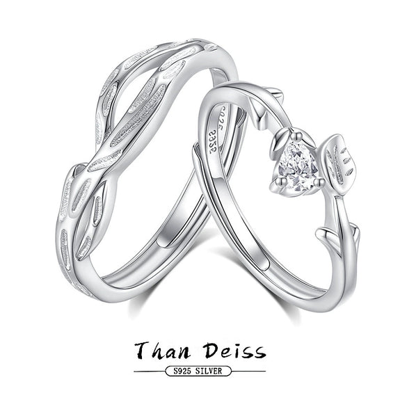 Couple's Ring 925 Silver Niche Design Mori Style Electroplated Opening Ring Jewelry