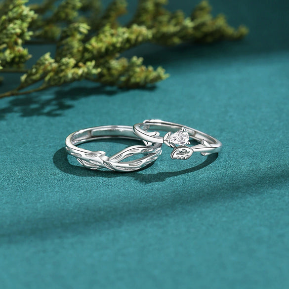 Couple's Ring 925 Silver Niche Design Mori Style Electroplated Opening Ring Jewelry
