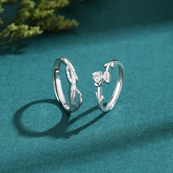 Couple's Ring 925 Silver Niche Design Mori Style Electroplated Opening Ring Jewelry