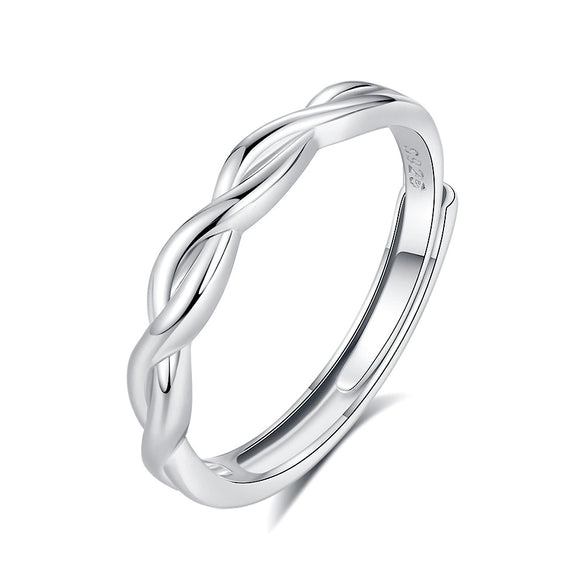Couple's Ring 925 Silver Twin Knot Geometric Style Diamond Design