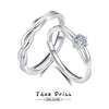 Couple's Ring 925 Silver Twin Knot Geometric Style Diamond Design