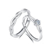 Couple's Ring 925 Silver Twin Knot Geometric Style Diamond Design