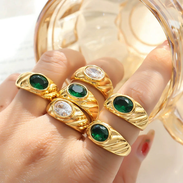 Couple's Ring 316L Stainless Steel Gold Plated Geometric Style For Women