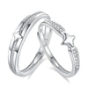 Couple's 925 Silver Ring With Star Pattern And Diamond Design