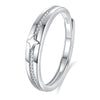 Couple's 925 Silver Ring With Star Pattern And Diamond Design