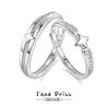Couple's 925 Silver Ring With Star Pattern And Diamond Design