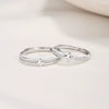 Couple's 925 Silver Ring With Star Pattern And Diamond Design