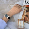 Couple's Square Alloy Case Ordinary Glass Mirror Casual Quartz Belt Pointer Watch