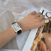 Couple's Square Alloy Case Ordinary Glass Mirror Casual Quartz Belt Pointer Watch