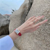 Couple's Square Alloy Case Ordinary Glass Mirror Casual Quartz Belt Pointer Watch
