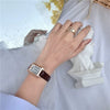 Couple's Square Alloy Case Ordinary Glass Mirror Casual Quartz Belt Pointer Watch