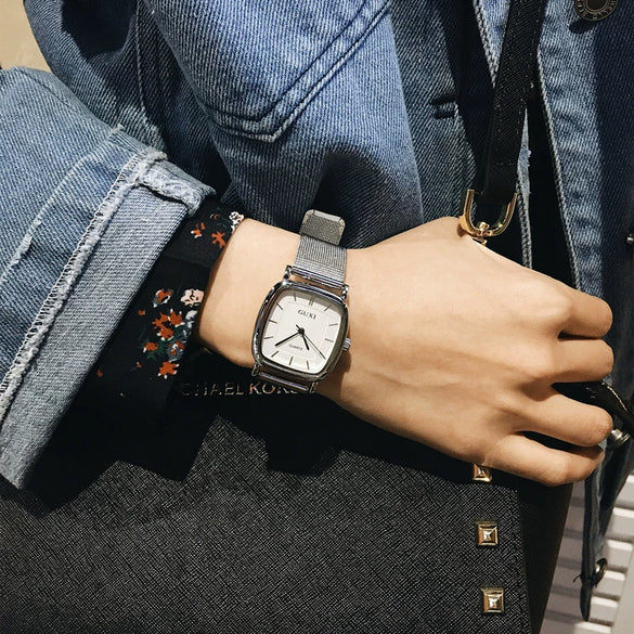 Couple's Square Alloy Watch Retro Style Simple Temperament