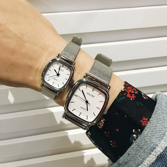 Couple's Square Alloy Watch Retro Style Simple Temperament